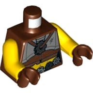 Torso, Armour with Gray Plates, Gears on Necklace and Belt Print, Yellow Arms, Reddish Brown Hands