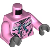 Torso, Nightgown, Torn, Blue Ribbon Print (Grandma Wolf), Bright Pink Arms, Dark Bluish Gray Hands