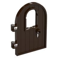 Door 1 x 4 x 6 Round Top with Window and Keyhole, Reinforced Edge em Marrom escuro