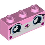 Brick 1 x 3 with Unikitty, Big Blue Watery Eyes, Puffed Cheeks Print