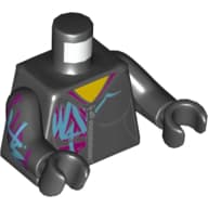 Torso, Hoodie, Azure/Dark Purple Graffiti WyldStyle, Zipper Print, Black Arms and Hands