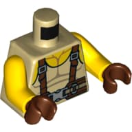 Torso, Tank Top, Reddish Brown Straps, Buckle Print, Yellow Arms, Reddish Brown Hands
