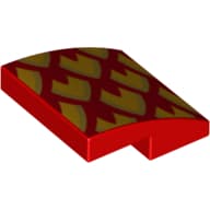 Brick Curved 2 x 2 x 2/3 with Yellow/Gold Scales em Vermelho