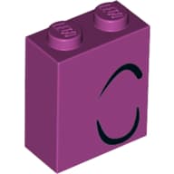 Brick 1 x 2 x 2 with Closed Eye Left, 2 Curled Black Lines Print