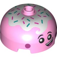 Brick Round 3 x 3 Dome with Center Stud with Ice Cream, Sprinkles, Happy Face Open Mouth Print