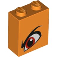 Brick 1 x 2 x 2 with Angry Red Eye - Right Print