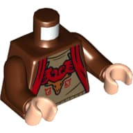 Torso Robe with Red Sash, Dark Tan shirt, Emblem Print, Reddish Brown Arms, Light Nougat Hands