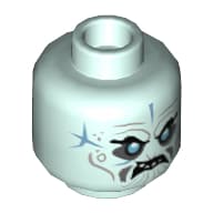 Minifig Head Blizzard Samurai, Medium Blue Eyes, Sand Blue Scars, Angry Showing Teeth / Ice Shards over Right Eye Print