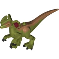 Animal Body Part, Dinosaur, Dilophosaurus Body (No Lower Jaw) with Sand Red Back, Yellow Eyes, Magenta Ears