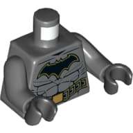 Torso Armor, Muscles, Utility Belt, Black Batman Logo Print, Dark Bluish Gray Arms, Black Hands