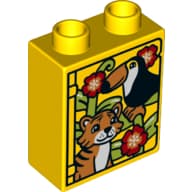 Duplo Brick 1 x 2 x 2 with Toucan and Tiger Print