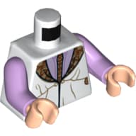 Torso, Robe, Dark Tan/Reddish Brown Collar, Lavender Undershirt Print, Lavender Arms, Light Nougat Hands