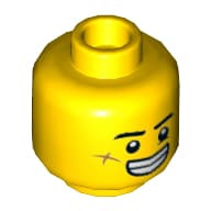 Minifig Head Jack Davids, Eyebrows, Scar on Cheek, Smile with Teeth / Grumpy Print