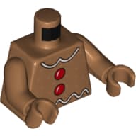 Torso White Icing Lines, and Red Buttons Print, Medium Nougat Arms and Hands