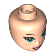 Minidoll Head, Dark Turquoise Eyes, Freckles, Dark Pink Lips