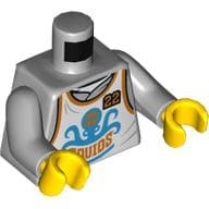 Torso, Basket Ball Shirt, 'Squids', 22, Orange Trim Print, Light Bluish Gray Arms, Yellow Hands