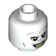 Minifig Head Voldemort, Tan Around Eyes, Yellow Teeth, Evil Grin Print