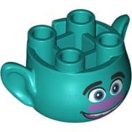 Minifig Head Special, with Ears and 4 Studs on Top, with Face with Medium Lavender Nose and Open Mouth Smile Print (Branch)
