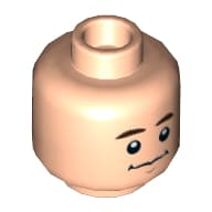 Minifig Head Chandler, Dark Brown Eyebrows, Neutral / Confused Print