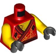 Torso, Robe, Dark Red Trim and Sash Belt, Orange Cracks, Dark Red Tattoo Print, Yellow Arms, Black Hands