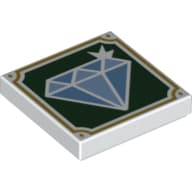 Tile 2 x 2 with Diamond on Dark Green Background, Gold Frame Print
