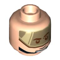 Minifig Head Rebel Pilot, Chin Strap, Dark Tan Visor / Open Mouth Grin Print