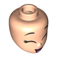 Minidoll Head, Closed Eyes, Open Mouth Smile, Dark Pink Lips