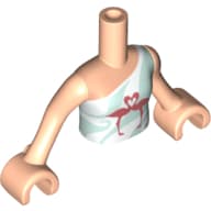 Minidoll Torso Girl with Top with Light Aqua Swirls and 2 Flamingos Print, Light Nougat Arms and Hands