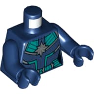 Torso Armor with Dark Turquoise Plate (Space Suit) Print (Captain Marvel), Dark Blue Arms and Hands