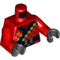 Torso, Robes, Pixelated Black and Gold Squares Print, Red Arms, Black Hands