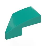Brick Wedged, Curved 2 x 1 with Stud Notch Right em Turquesa escuro