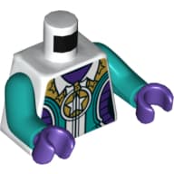 Torso, Jacket with Zipper, White Star on Gold Circle, Dark Turquoise and Dark Purple Panels Print, Dark Turquoise Arms, Dark Purple Hands