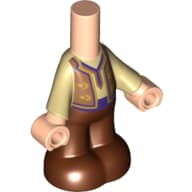 Microdoll Body Pants Reddish Brown with Tan Shirt, Dark Tan Vest, Yellow/Purple Trim, Light Nougat Hands Print