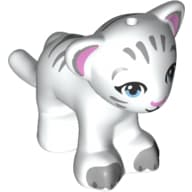 Animal, Big Cat Cub, Tiger with Bright Light Blue Eyes and Bright Pink Nose, Light Bluish Gray Markings Print