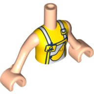 Minidoll Torso Girl with White Apron, Yellow Trim, Yellow Shirt, Banana Print, Light Nougat Arms And Hands