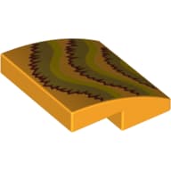 Brick Curved 2 x 2 x 2/3 with Dark Tan/Dark Red Ruffles (Dragon) Print