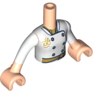Minidoll Torso with Girl Chef Suit, Gold Buttons Print, Light Nougat Hands