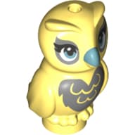 Animal, Bird, Owl Baby Dark Bluish Grey Chest, Medium Blue Eyes, Medium Blue Beak em Amarelo vivo claro