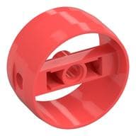 Technic Cylinder 4 x 4 with Pin Holes and Centre Bar, Closed Sides on Bar em Coral