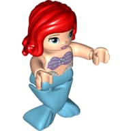 Duplo Figure with Hair Swept Right Red, Azure Mermaid Legs (Ariel) em Nougat claro