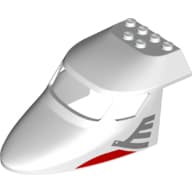 Aircraft Fuselage Curved Forward 6 x 10 Top with Metallic Silver/ Red Print em Branco