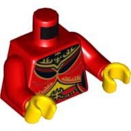 Torso, Tunic, Gold Trim, Gold Belt, Bare Stomach Print, Red Arms, Yellow Hands