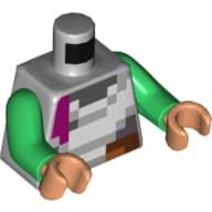 Torso, Pixelated White, Dark Bluish Gray, Reddish Brown and Magenta Squares Print, Green Arms, Nougat Hands