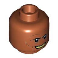 Minifig Head Kardue'sai'Malloc, Cheek Lines, Grin with Yellow Teeth Print