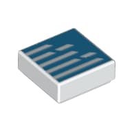 Tile 1 x 1 with Blue Square, White Lines Print