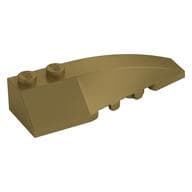 Brick Wedged, Curved 6 x 2 Right, Inner Ridges em Dourado metálico