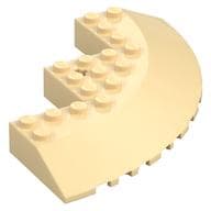 Brick Round Corner 10 x 10 with Slope 33° Edge, Axle Hole, Facet Cutout em Bege