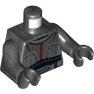 Torso, Clone Trooper Armor, Dark Red Stripe Print (Hunter / Wrecker), Pearl Titanium Arms, Black Hands