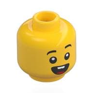 Minifig Head Boy, Eyebrows, Open Mouth Smile with Tongue / Surprised Print