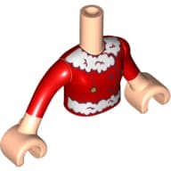 Minidoll Torso Girl with White Fur, Red Christmas Coat, Light Nougat Arms And Hands